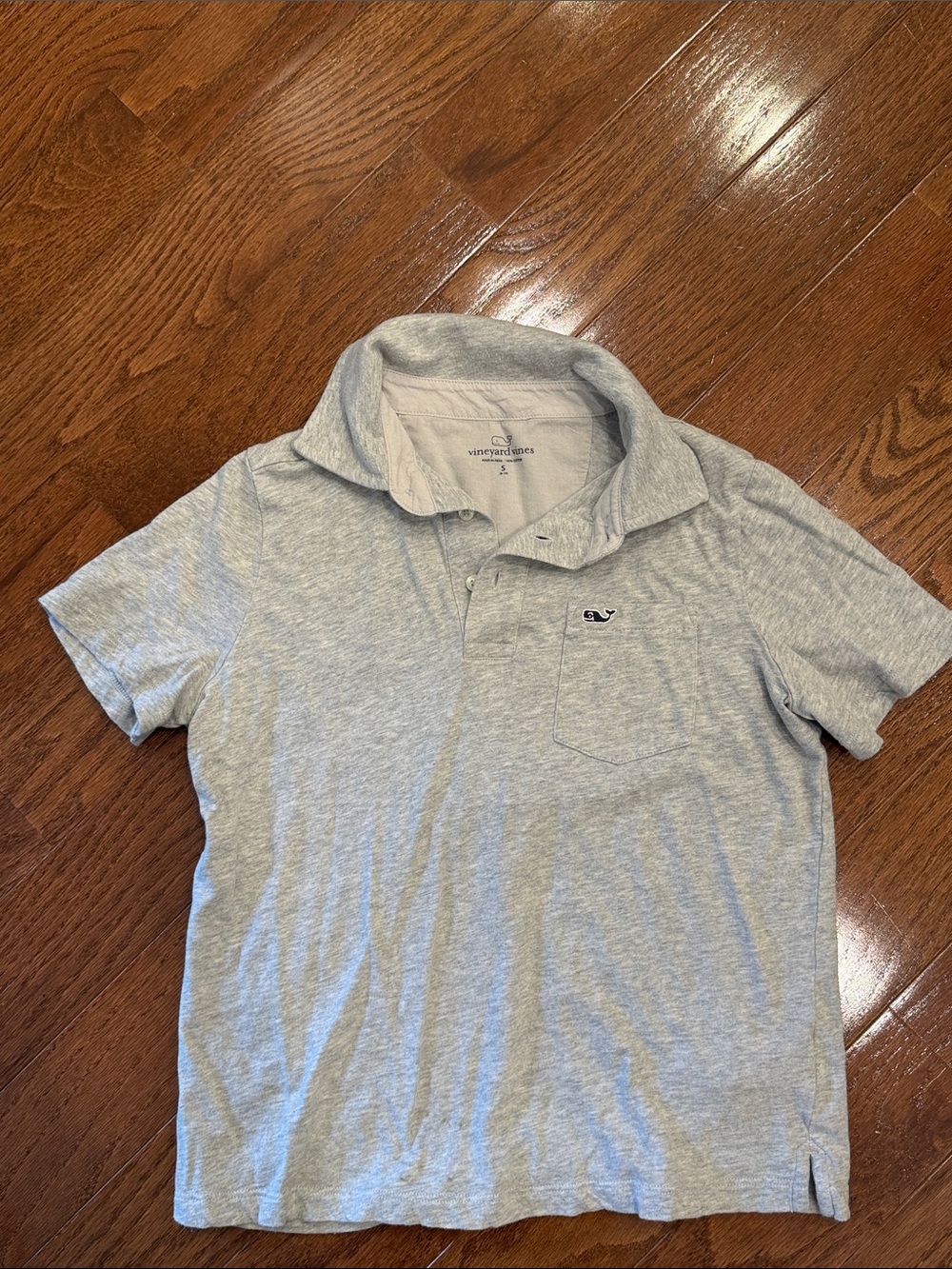Boys Vineyard Vines Light Gray Short-Sleeve Pocket Polo size small
